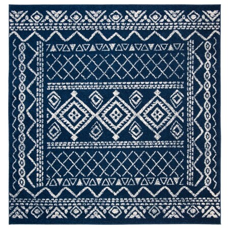 Safavieh 6 ft. 7 in. x 6 ft. 7 in. Tulum Square Power Loomed Area RugNavy & Ivory TUL268N-7SQ